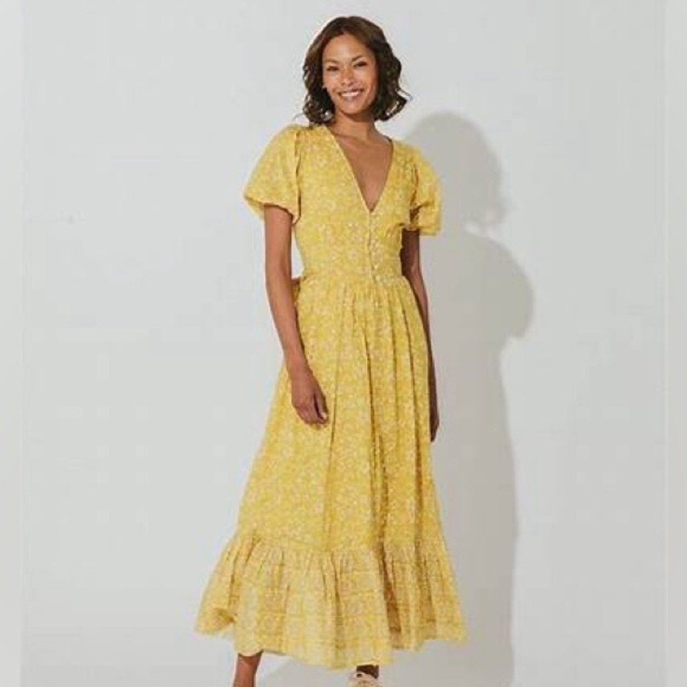 NWT! Cleobella Alora Ankle‎ Yellow Maxi Dress Cassia Size XS